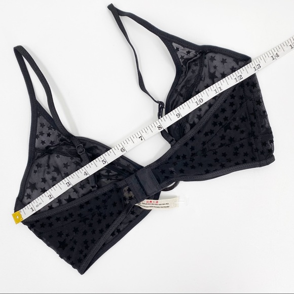 Free People Celeste Stars Sheer Mesh Lace O Ring Bralette BLACK Size Small NEW - Picture 11 of 14